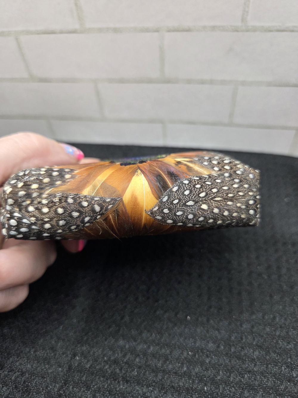 1383. Vintage Peacock Feather Coin Purse - Picture 3 of 5